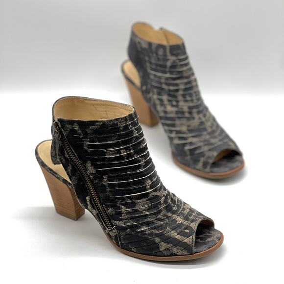 PAUL GREEN Cayanne Peep Toe Bootie Womens 8.5 Leopard Print Leather Slingback - Picture 1 of 14